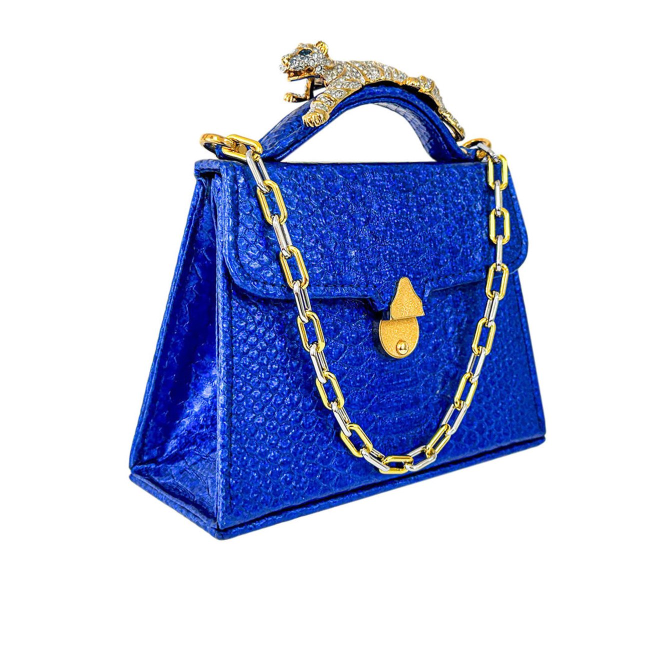 Casey Tres Petite Tiger in Royal Prismatic Blue Python