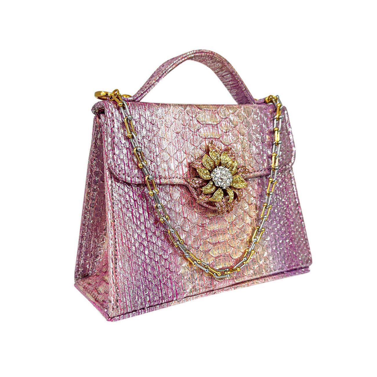 Casey Très Petite Dahlia in Blush Prismatic Python