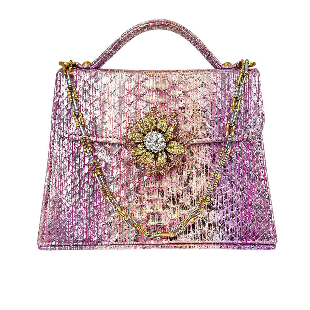 Casey Très Petite Dahlia in Blush Prismatic Python