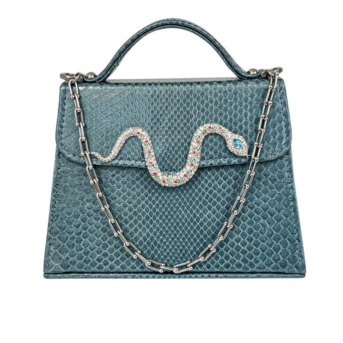 Casey Très Petite Serpentine in Ocean Blue Python